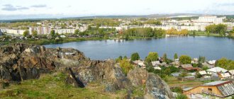 View of Revda pond and the city of Revda